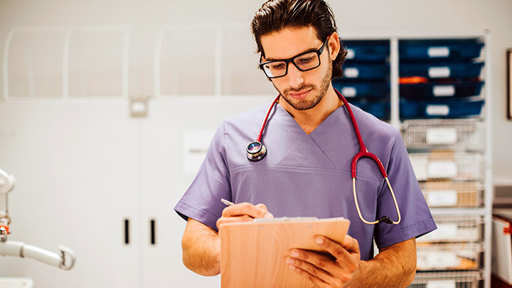 A person working in a medical setting.
